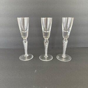 Vintage Twisted Bohemia Stem Cordial Glasses Set Of 3
